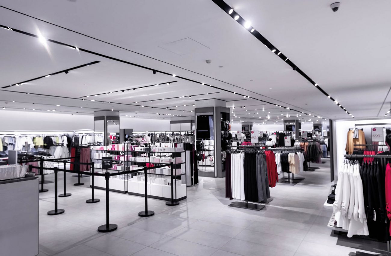 Interior of fashion store. Shopping mall on Bali island.